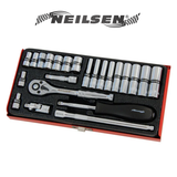 Neilsen - 24-piece socket wrench set – 1/4" drive Chrome Vanadium