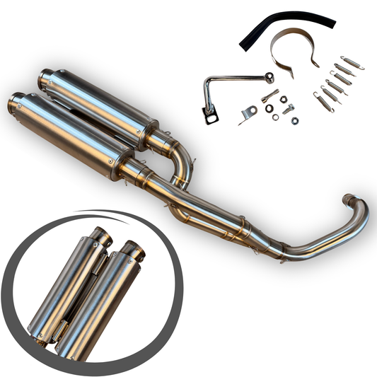 Échappement double en acier inoxydable - pour Dax et Monkey avec DB-killers amovibles