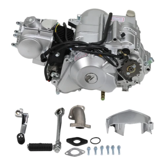 Moteur complet 50 cm³ 4 temps – 4 vitesses – Démarrage électrique – Embrayage manuel + kick – 12 V