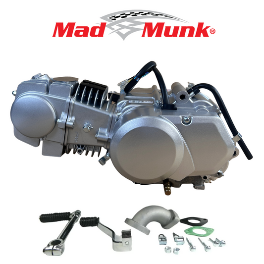 Madmunk 125cc engine block silver - Manual - 4 Gears kickstart. Dax, monkey, Pitbike,..