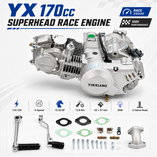 Bloc moteur complet YX 170cc superhead 12V CDI – accessoires inclus
