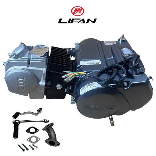 Bloc moteur Lifan 125cc gris / argent - Manuel - 4 Vitesses kickstart.