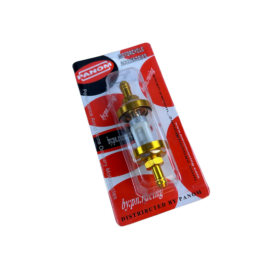 Benzinfilter gold und durchsichtig CNC für 5 & 6mm Benzinschlauch