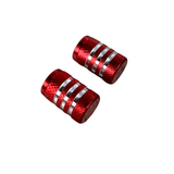 Valve cap set of two pieces red with silver
