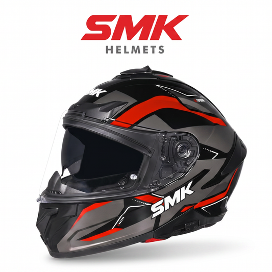 Casque intégral SMK Typhoon Azonix avec visière pare-soleil rabattable.