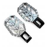 CNC footrests in silver and black, suitable for Dax and Monkey