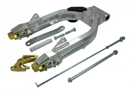 Verlängerte Schwinge Kepspeed Racing +6 cm Dax Chrome / Silber