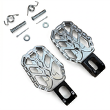 CNC footrests in silver and black, suitable for Dax and Monkey