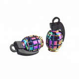 Granaat ventieldopjes setje van twee stuks multicolor uit aluminium