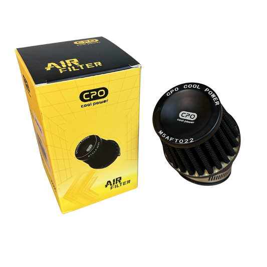 CPO curved air filter black - choice of 35mm, 45mm, and 48mm connection 
