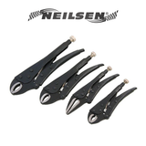 Neilsen 4-piece locking plier set – curved jaw and long nose 
