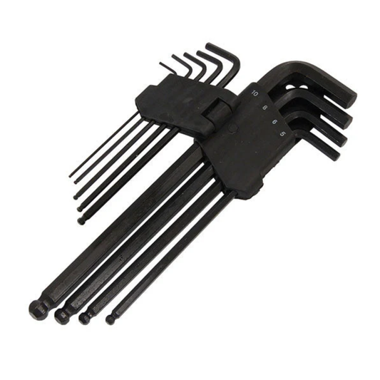 9-piece extra long hex key set with ball end – 1.5 to 10 mm 