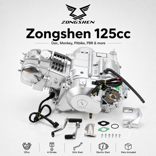 Moteur Zongshen 125cc – démarrage électrique + kickstart (argent) 