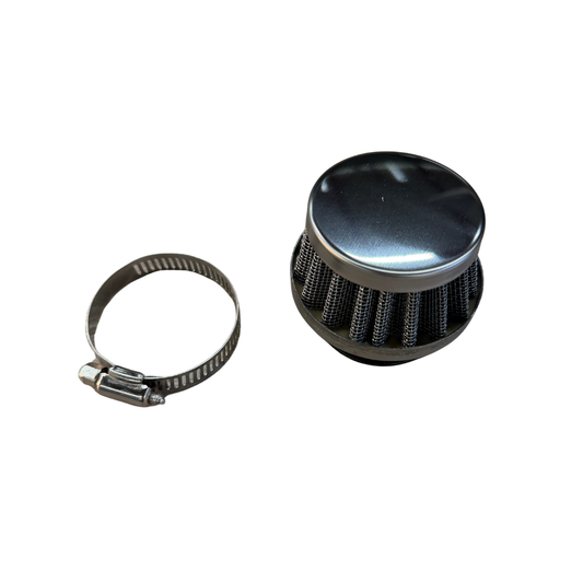 35-mm-Luftfilter silber – kleines Modell. Inklusive Befestigungsklemme