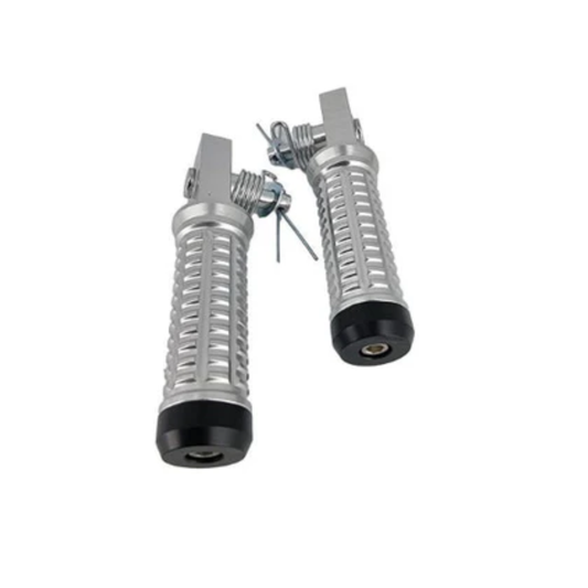 CNC Footrest Set – Ribbed Model - two pieces silver-colored 