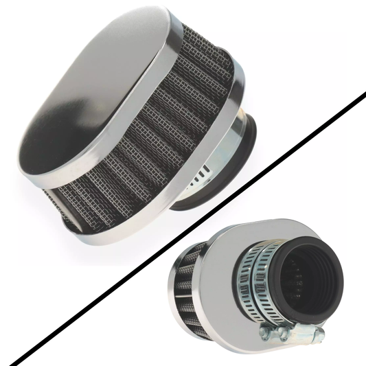 Luftfilter, oval, verchromt, mit 38-mm-Anschluss