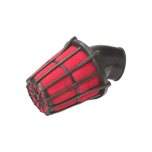 Schaumstoff-Luftfilter, rot – 35 mm mit gebogenem Anschluss