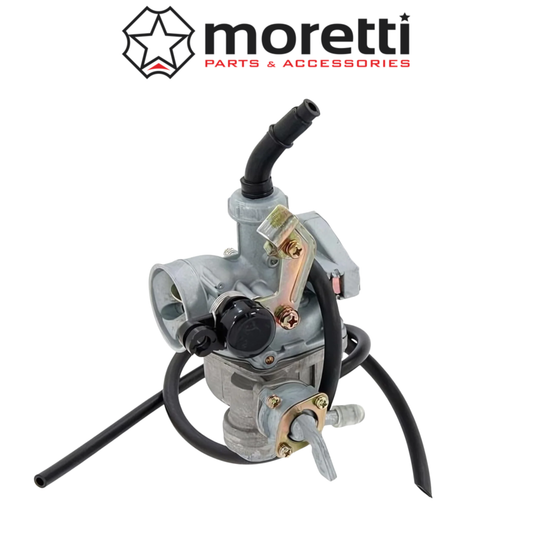 Carburateur Moretti PZ20 avec starter à câble et robinet d’essence