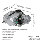 Komplettmotor 50 ccm 4-Takt – 4 Gänge – Elektrostarter – Handkupplung + Kickstarter – 12 V
