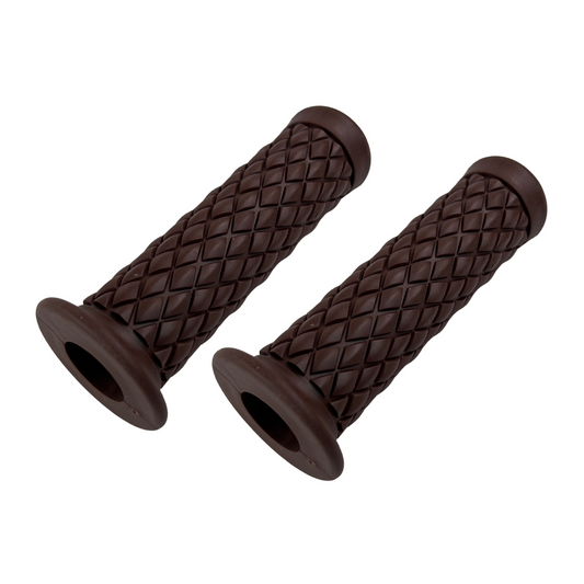 Rubber grips brown for 22mm diameter handlebars - retro look 