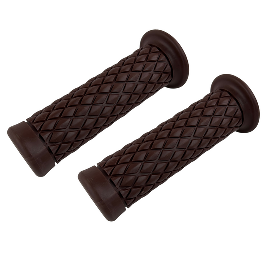 Rubber grips brown for 22mm diameter handlebars - retro look 