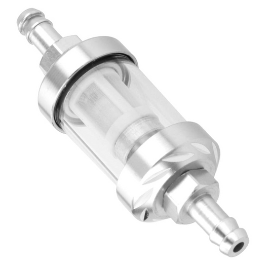 Filtre à essence argenté et transparent CNC pour tuyau d'essence de 5 & 6 mm 