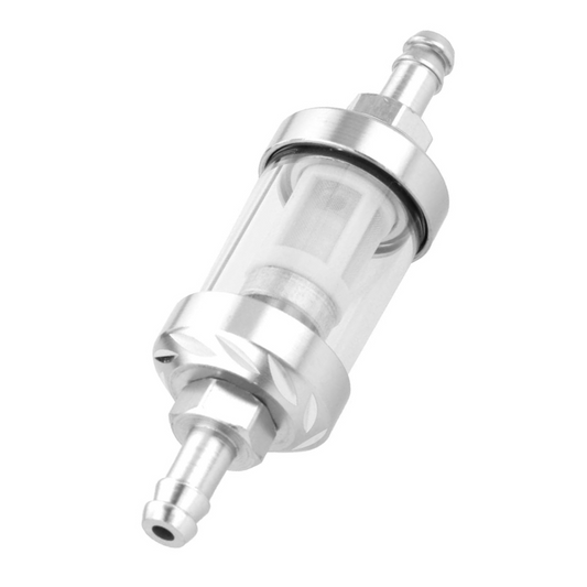 Filtre à essence argenté et transparent CNC pour tuyau d'essence de 5 & 6 mm 