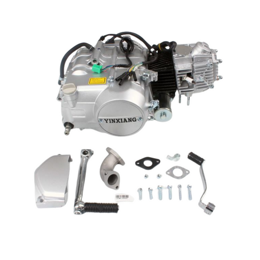 YX 50CC Moteur argenté avec démarrage électrique - Manuel - 4 vitesses. 