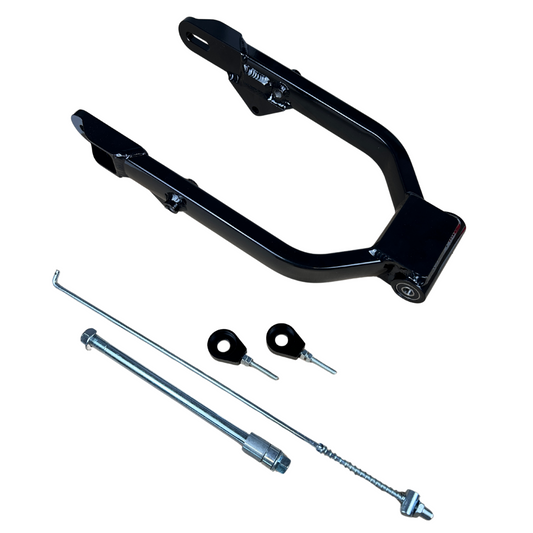 Hinterradschwinge Set für Dax + 5cm schwarz - mit Zubehör 