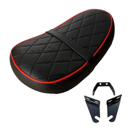 Selle Monkey / Gorilla – Motif diamant – Noir avec bordure rouge 