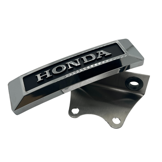 Emblème de fourche Honda chromé et noir avec support de montage Dax 