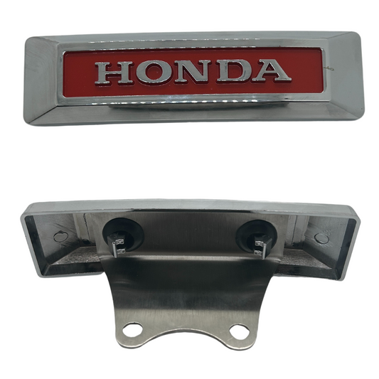 Emblème de fourche Honda chromé et rouge avec support de montage 