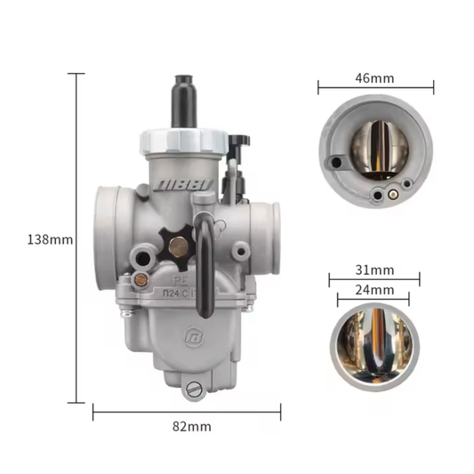 Carburateur Nibbi PE24 avec raccord en caoutchouc spigot - gris 
