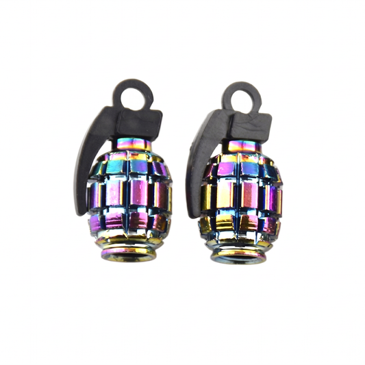 Ensemble de deux bouchons de valve multicolores en aluminium 