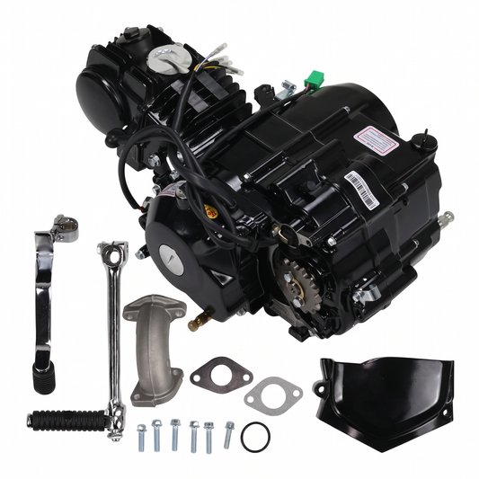 50cc 4-stroke complete engine – 4 speeds – Electric start – Manual clutch + kick start – 12V