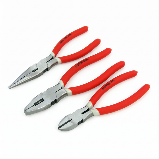 3-delige tangenset 200 mm – combinatie, punttang en zijkniptang