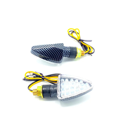 LED Paire de clignotants Triangle look carbone 12V (deux pièces) 