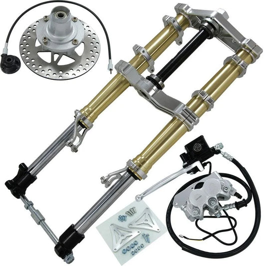 Fourche avant USD Dax 40 mm 4 pistons or et chrome 
