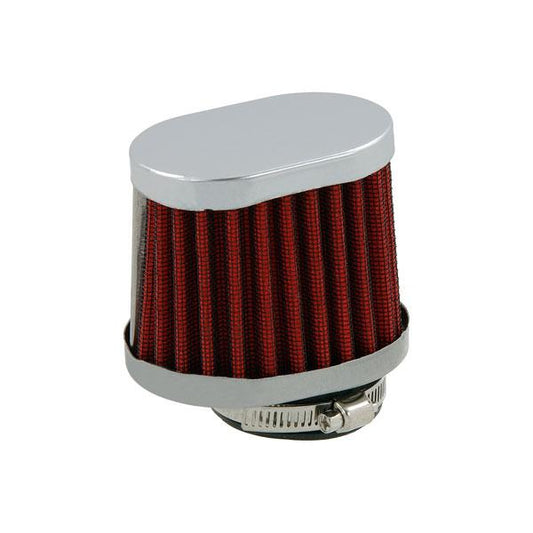 Filtre à air rouge et chrome ovale 38mm, 42mm et 45mm 